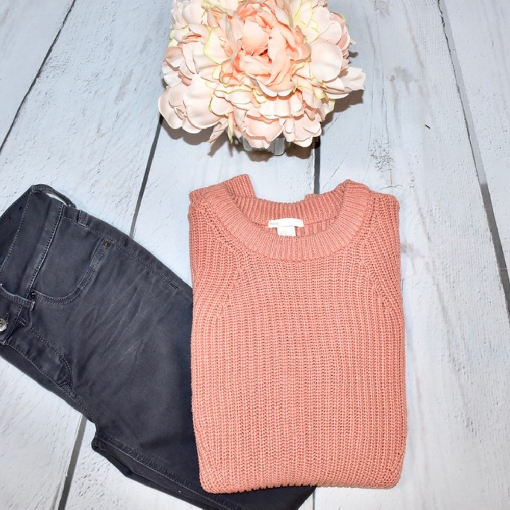 H&M Rib-Knit Sweater Size M Salmon LIKE NEW - Picture 2 of 5